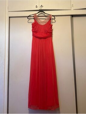 Dfi Los Angeles Salmon Embellished Neck Maxi Dress - Women Dresses